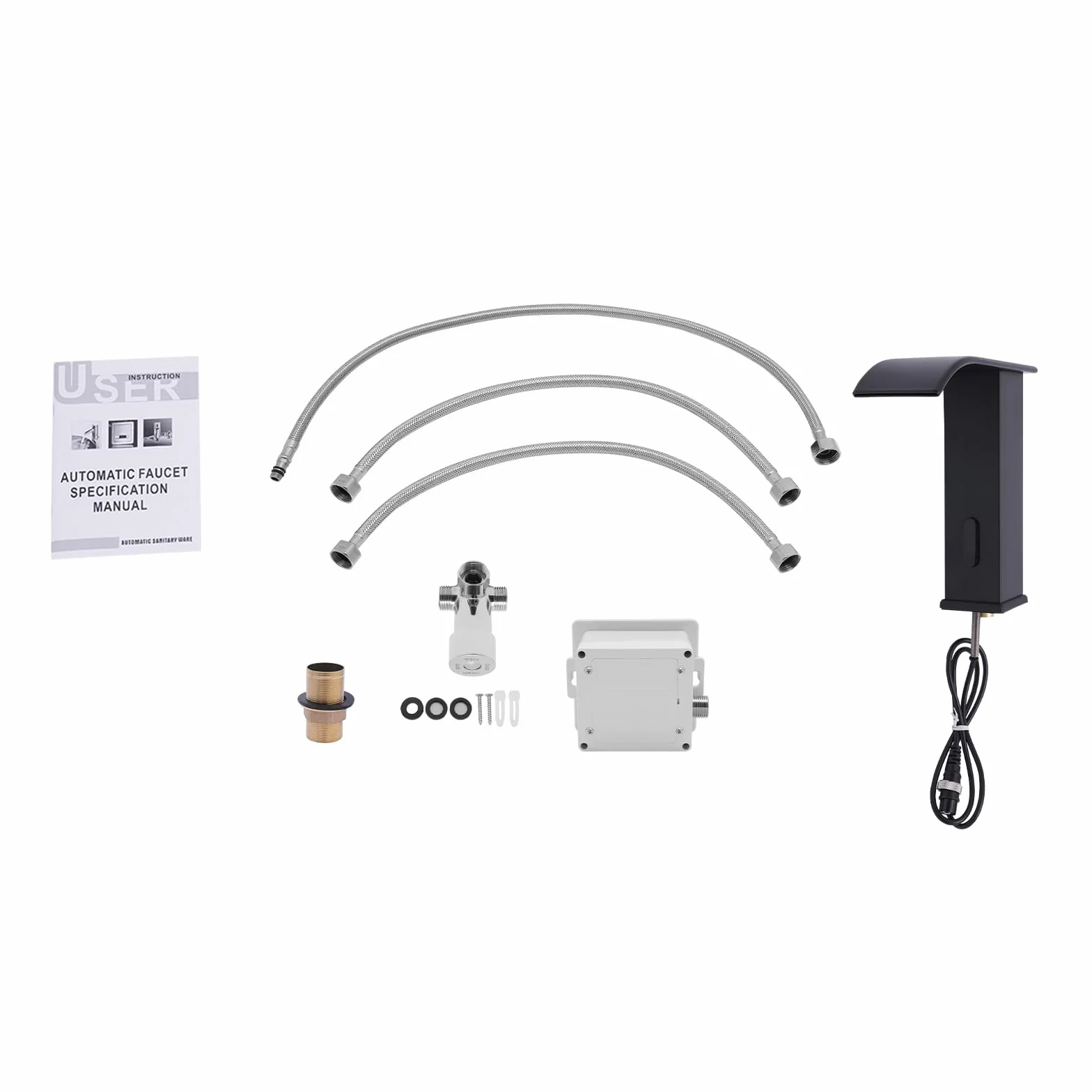 Grifo Automático Negro con Sensor Infrarrojo para Lavabo y Baño - Agua Fría y Caliente