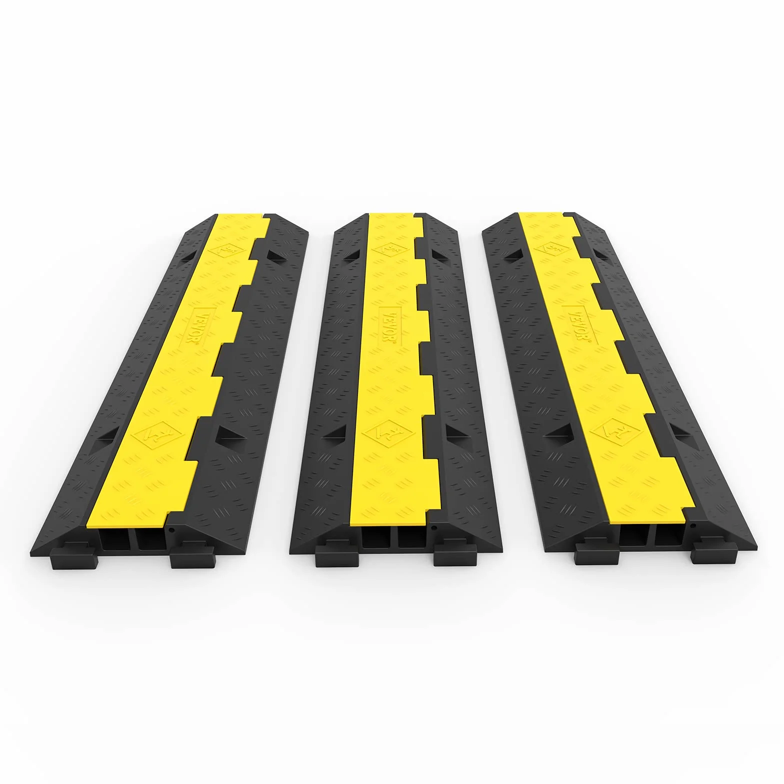 Happybuy Paquete de 3 2 unidades de 1000 libras por eje de capacidad de protección de cable de rampa de entrada de goma de velocidad de tráfico, protector de cable