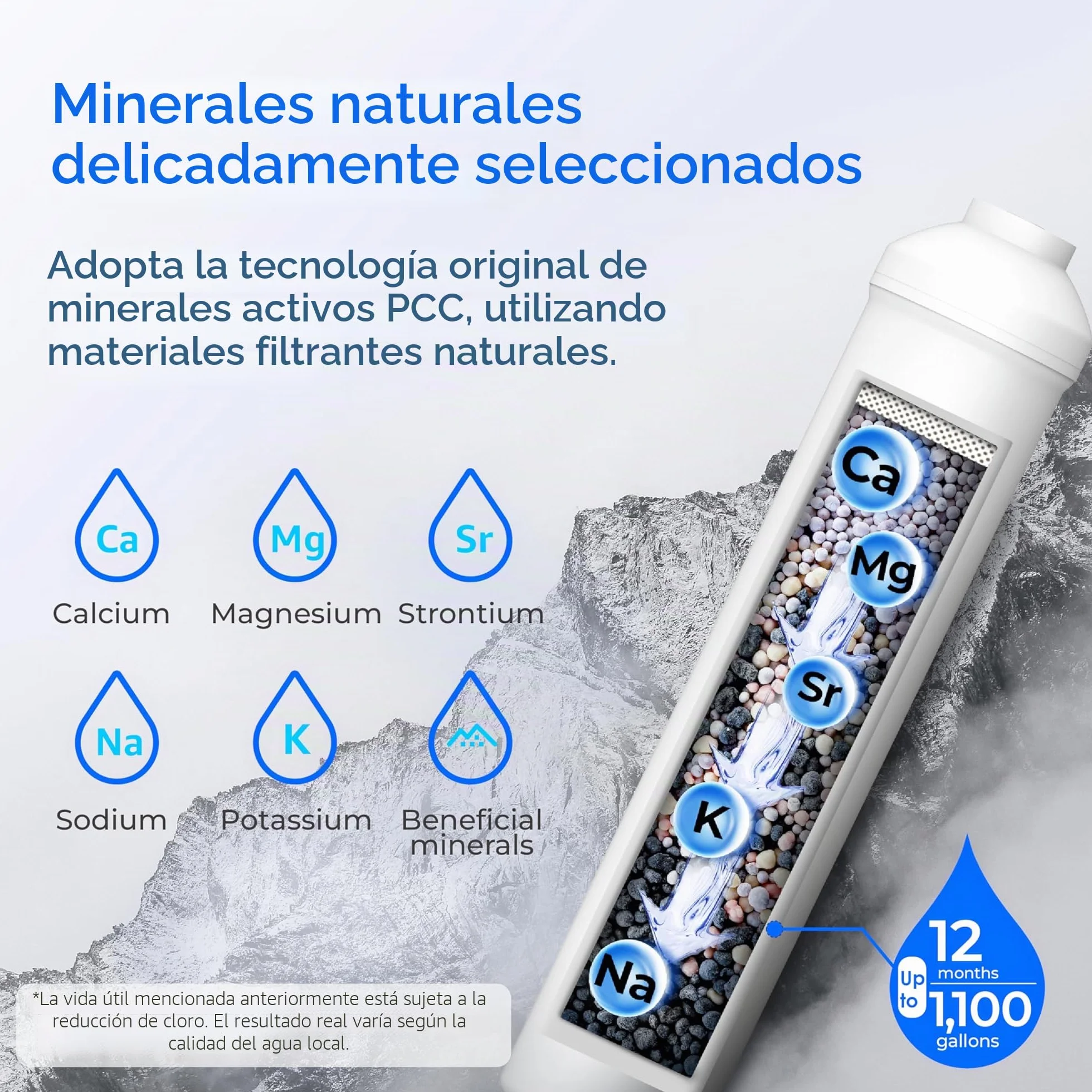 Waterdrop Filtro de Agua en Línea de Remineralización, Posfiltro de Conexión Rápida de 1/4" para Sistema de Filtro de Osmosis Inversa RO