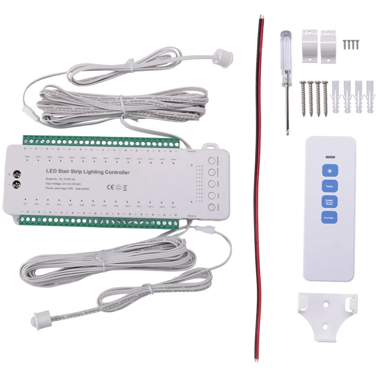 Anneth 28CH Stair Light Controller DC12V-DC24V Stair Step Light Controller LED Strip Dimmer