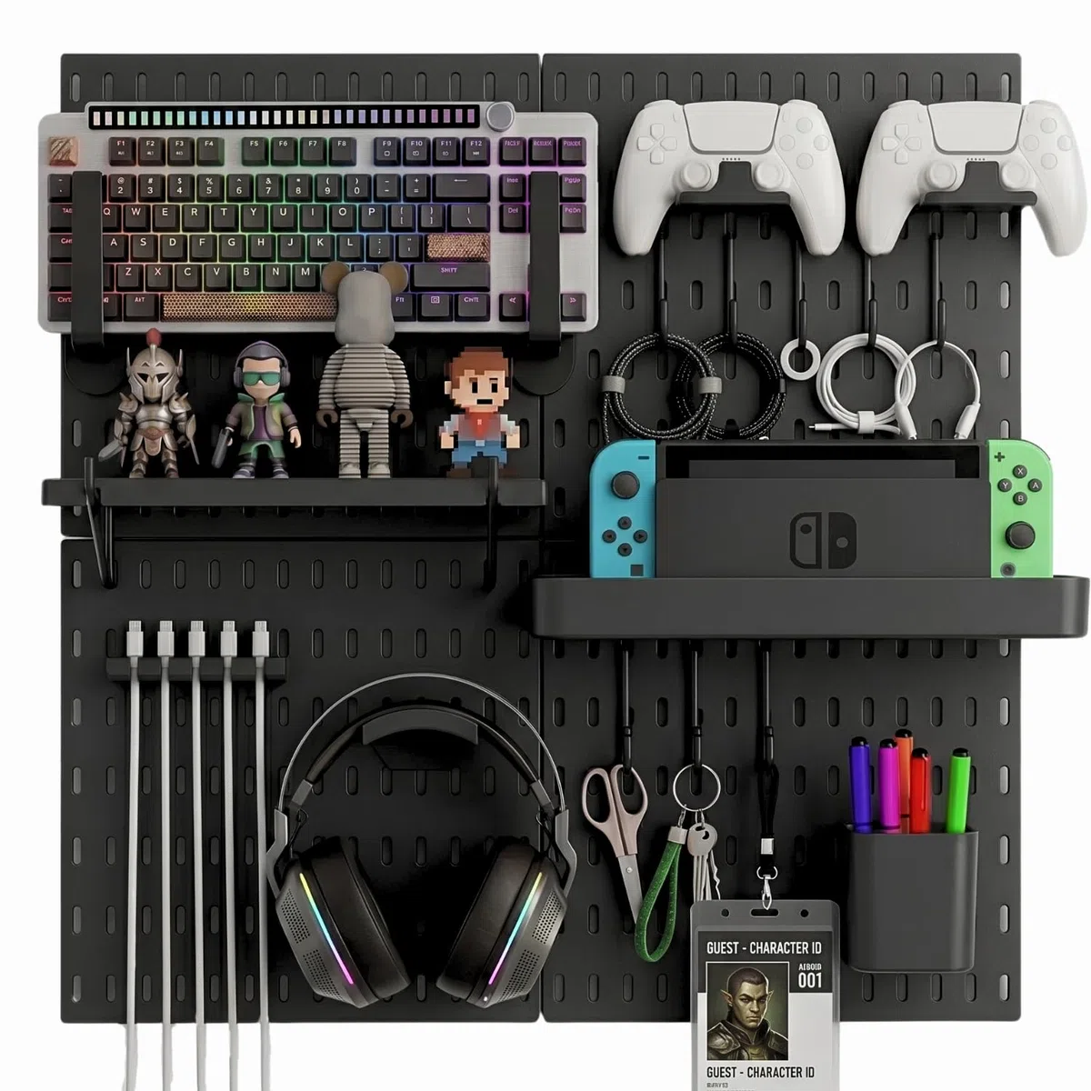 Keepo Kit de Tablero de Clavijas Modular y Accesorios para Juegos - Organizador y Estación de Configuración