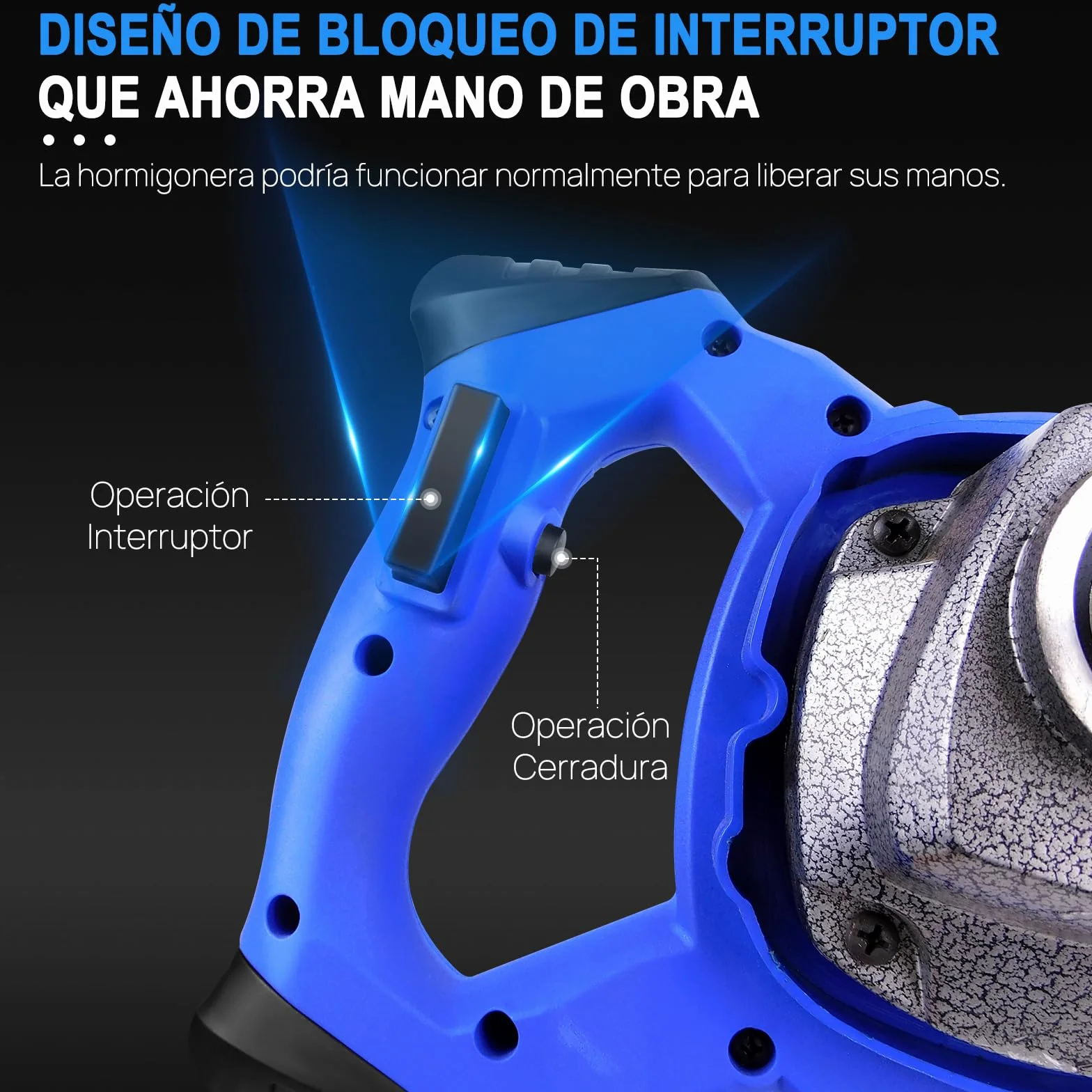 Mezclador de Mortero 2600W, 6 Velocidades de Ajuste, Varilla en Espiral M14 Para Mortero Ø 120 Mm, Batidor de Pintura Para Forro, Yeso, Cemento - Azul