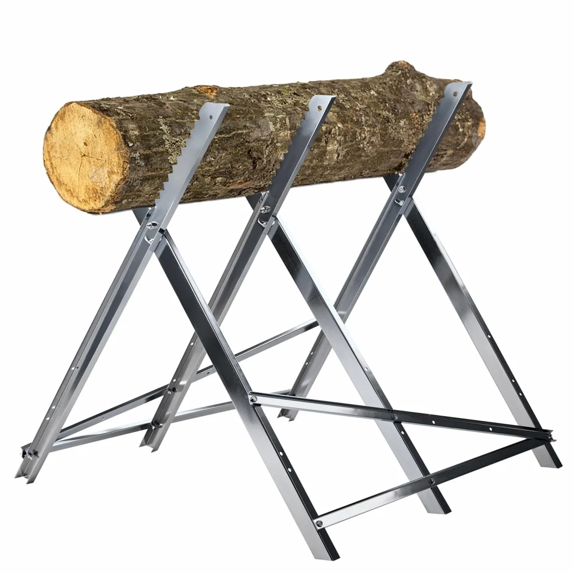 T-LoVendo Caballete para Serrar Cortar Leña Banco para Motosierras Troncos Plegable diámetro hasta 40 cm Peso max150kg Metal Galvanizado