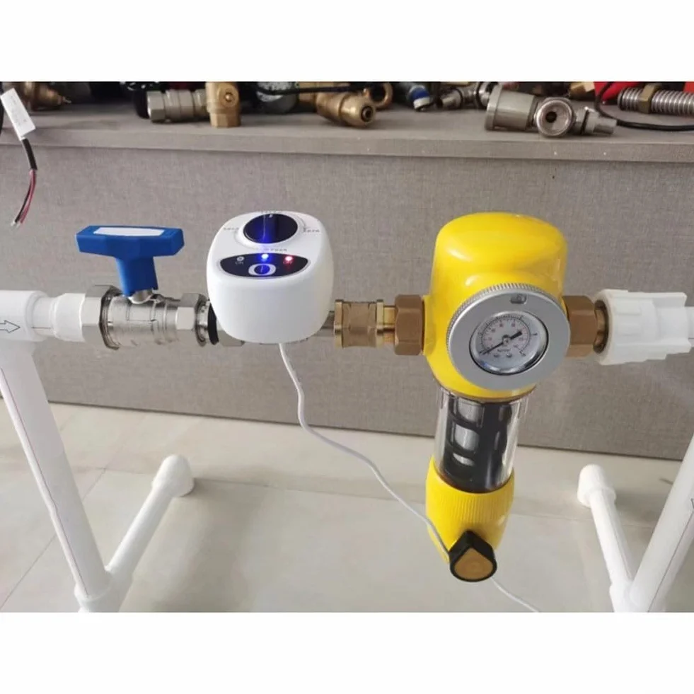 Válvula de agua inteligente WiFi, control remoto a través de aplicación, compatible con Alexa/para comandos de voz, apagado automático, temporizador, válvula de bola eléctrica de cobre (DN20)