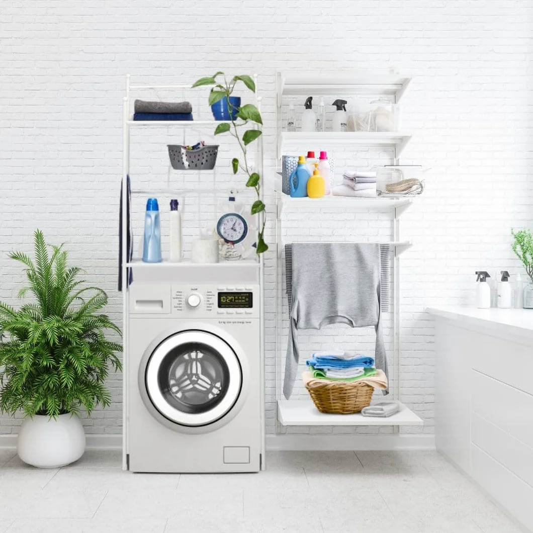 A.M.C. Estantería de baño 3 estantes blanco resistente para lavadora ahorro espacio almacenaje