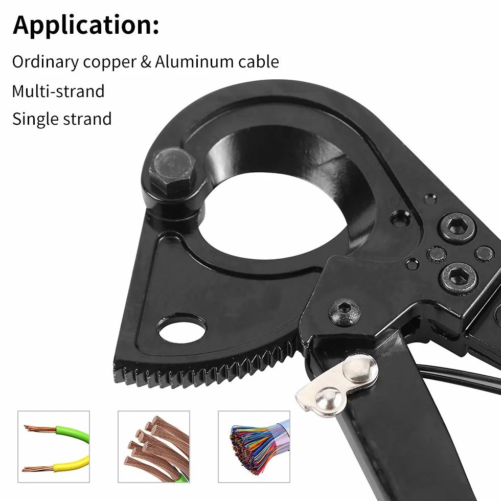 Cortador de cable Dechengbao, resistente cortador de aluminio para cable de trinquete y alambre, corte hasta 240mm²