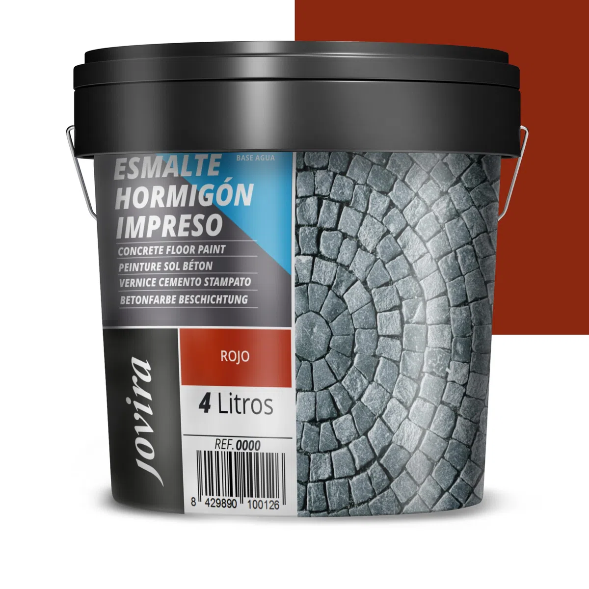 JOVIRA PINTURAS Resina-Esmalte Hormigón Impreso. Resina renovadora para pavimentos de hormigón. (4 Litros, Rojo) D-30