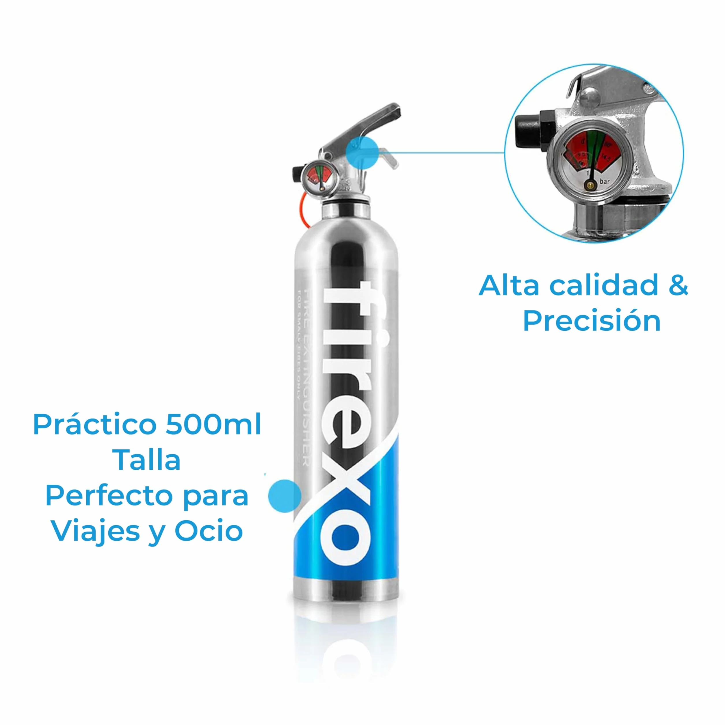 Firexo Mini Extintor de Incendio para Todo Tipo de Incendios (500ml) - Fire Extinguisher para Casa, Auto, Oficina, Cocina, Caravana, Barco - Extintor para Todo Tipo de Incendios