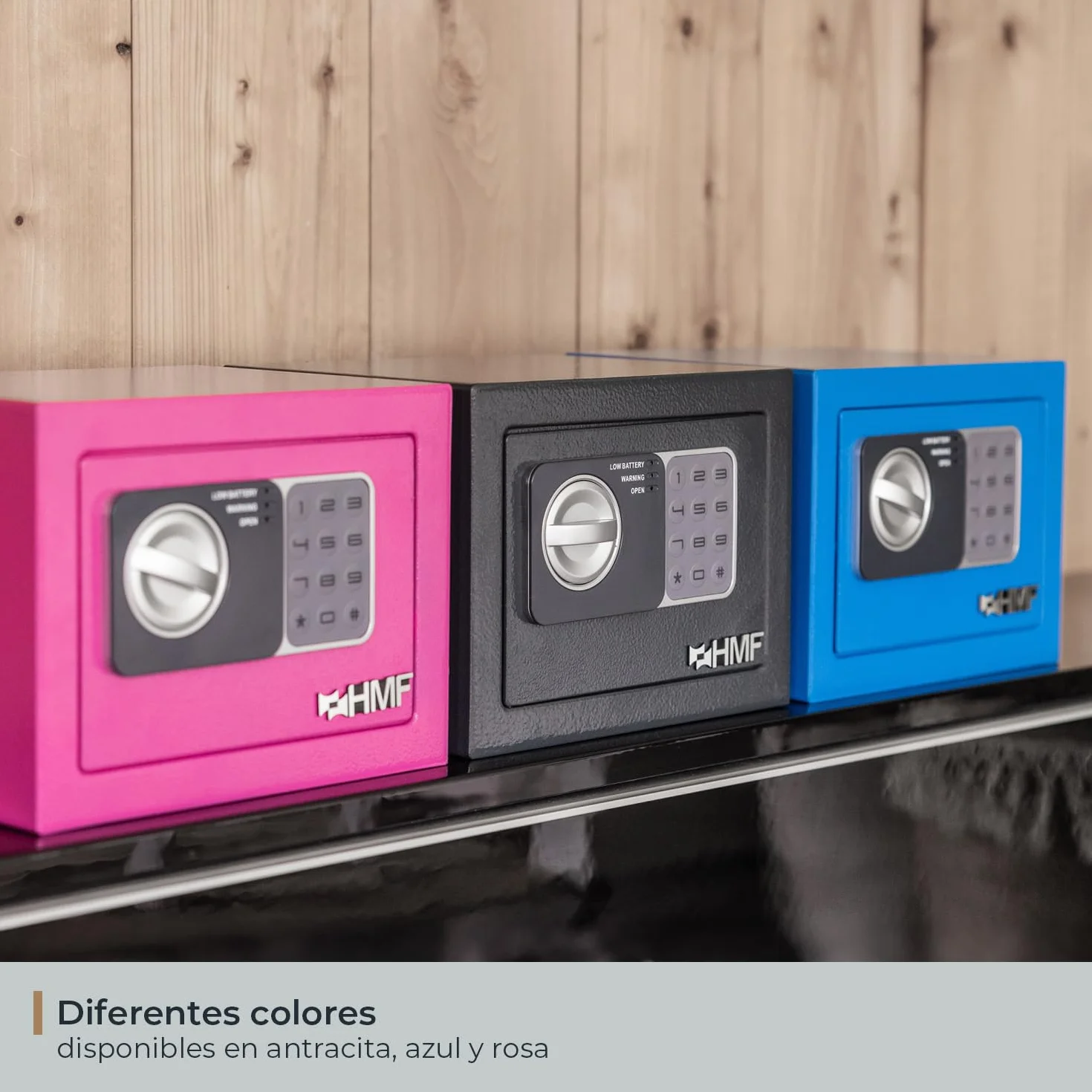 HMF Caja Fuerte Pequeña para Muebles con Cerradura de Combinación 23 x 17 x 17 cm Rosa