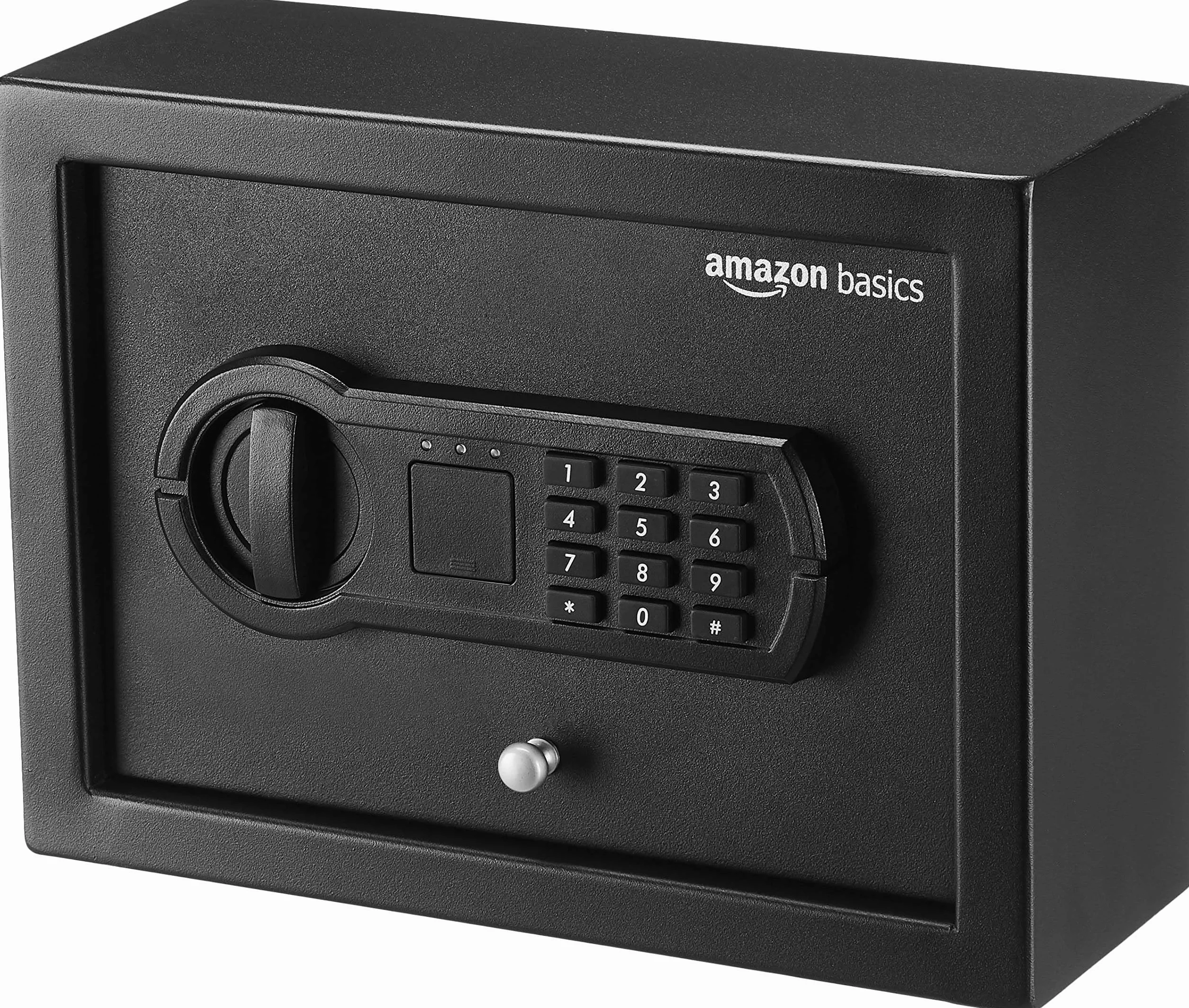 Amazon Basics Caja fuerte de escritorio pequeña con teclado electrónico Negro 30 x 22 x 11 cm