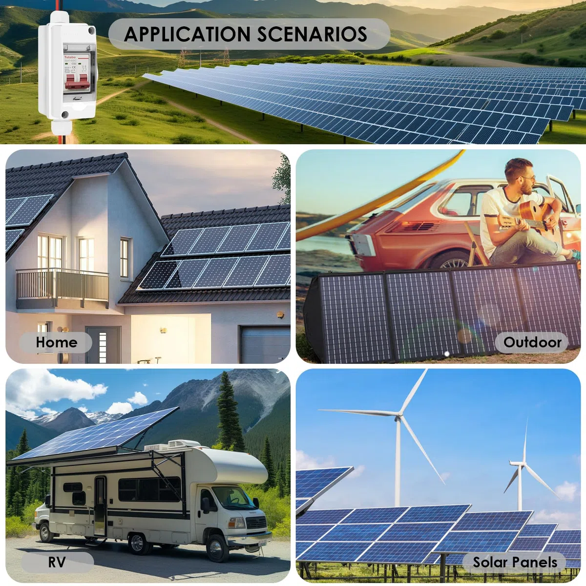 Interruptor Desconexión Solar Fotovoltaica DC 500V 32A IP65 Impermeable | Caja de Seccionador Aislador para Paneles Solares | Protección de Circuito PV | Seguridad Eléctrica Exterior