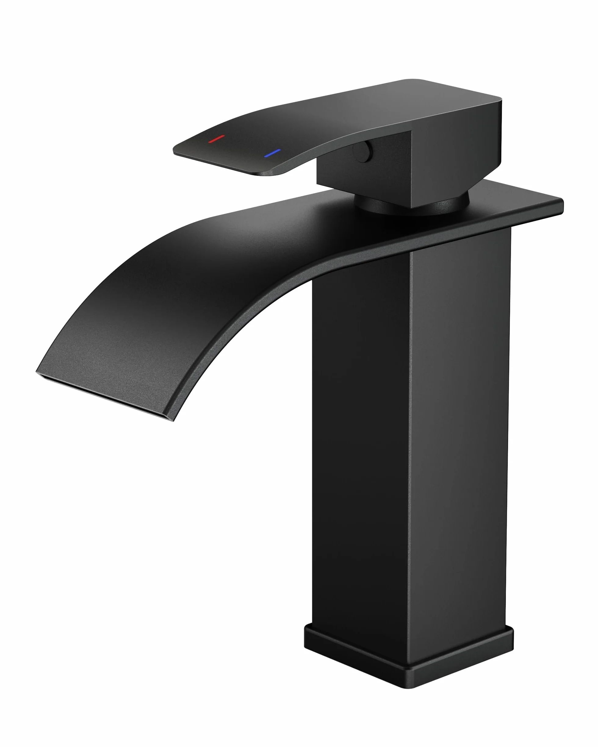 FORIOUS Grifo de Baño Negro Cascada Lavabo Mezclador Una Sola Manija 110 mm Ahorro Agua