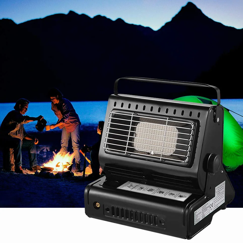 Yinleader Calefactor de gas de cerámica, para exteriores, camping, camping, quemador de cerámica, 1,3 kW, color negro