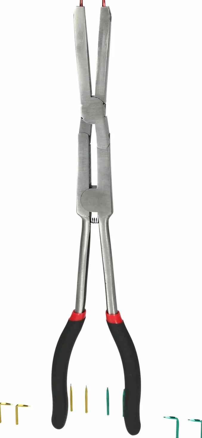 KS Tools 500.7035 Alicates de seguridad de doble articulación para anillos de seguridad interiores, con puntas intercambiables