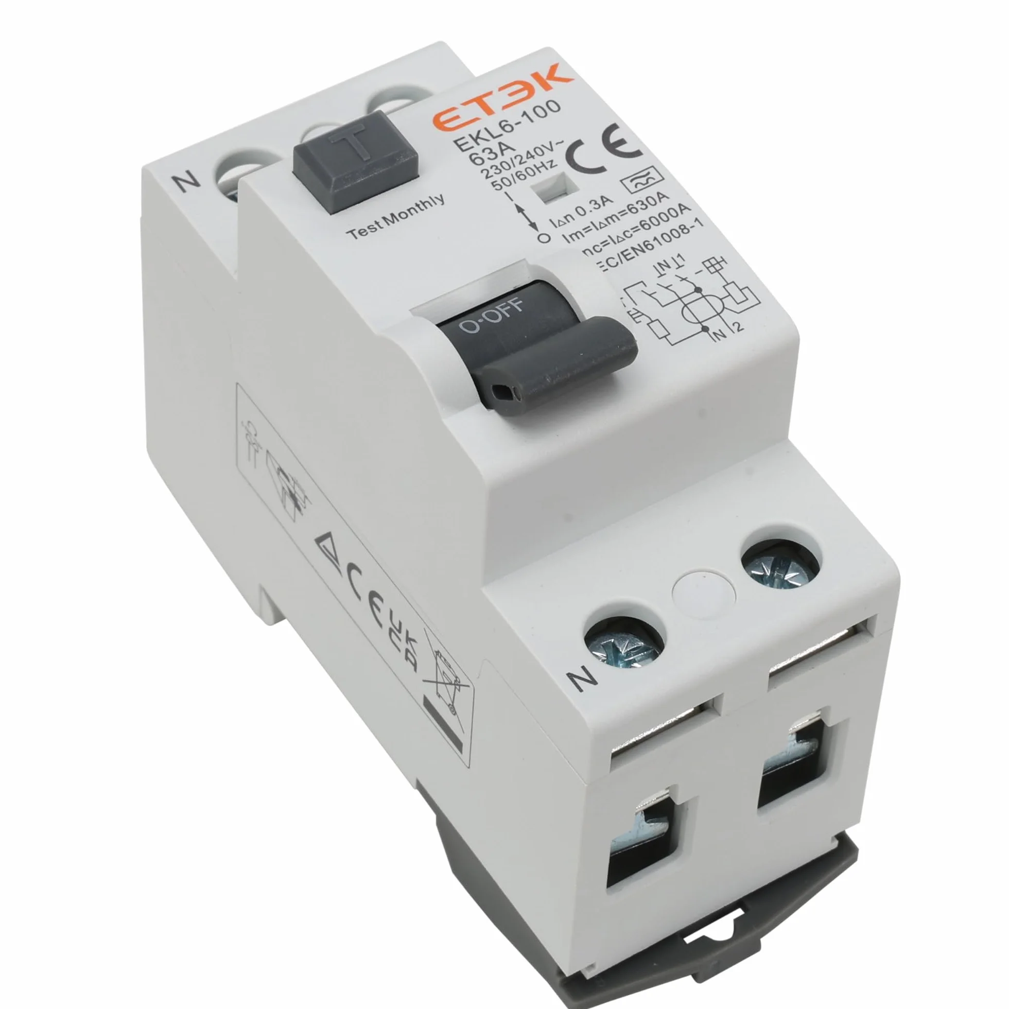 Interruptor Diferencial Superinmunizado 63A 300mA Tipo A 1P+N 6kA Protección Incendios Fugas