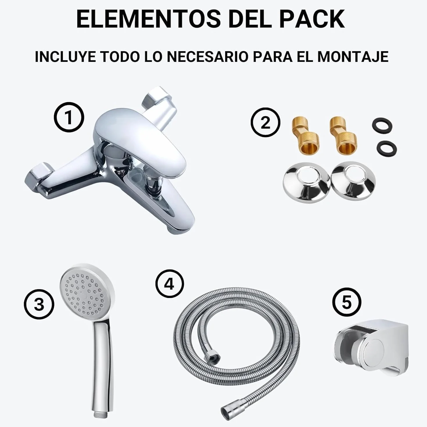 Grio de ducha - Grifo de bañera - conexiones universales - incluye componentes de montaje - montaje facil - monomando ducha - grifo bañera y ducha - grifo de ducha