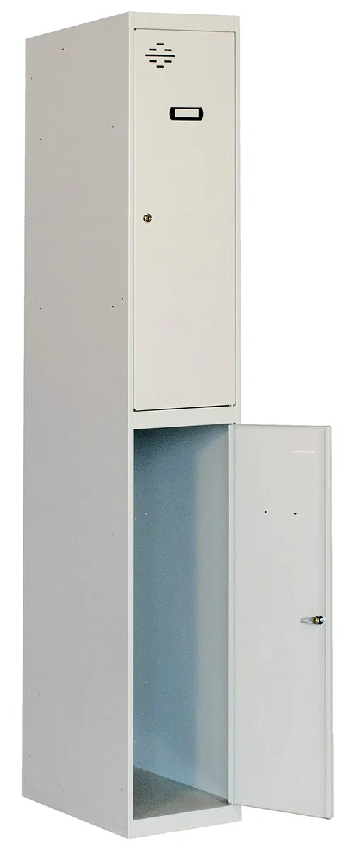 SimonRack Taquilla Metálica Vestuario, 2 Puertas, Sin tornillos, Incluye Colgador, Fácil Montaje, 1800x300x500 mm, Gris