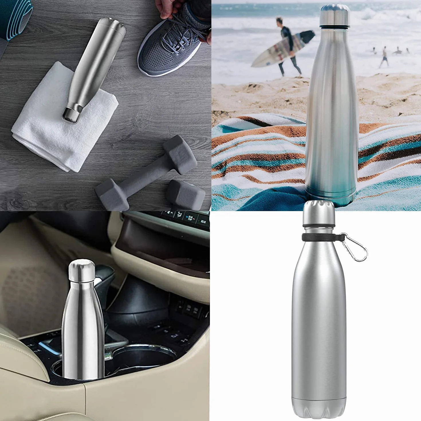 Botella de Agua Segura con Compartimento Oculto Secreto, Caja de Almacenamiento de Acero Inoxidable, Desenrosca la Parte Inferior para Guardar tus Objetos de Valor, Plata 730ml