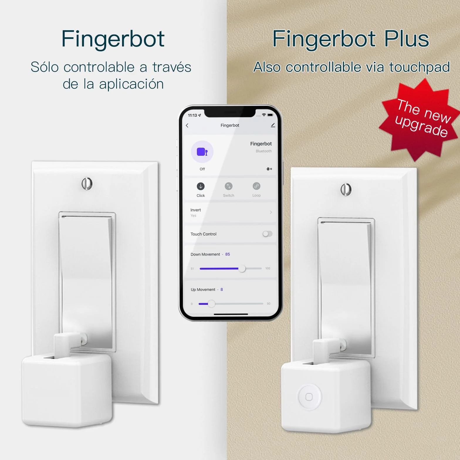 MOES Fingerbot Plus Smart Switch Botón de palanca inteligente actualizado con control táctil, compatible con Tuya/Smart Life APP, Alexa/Google Home y Temporizador requiere MOES BLE HUB