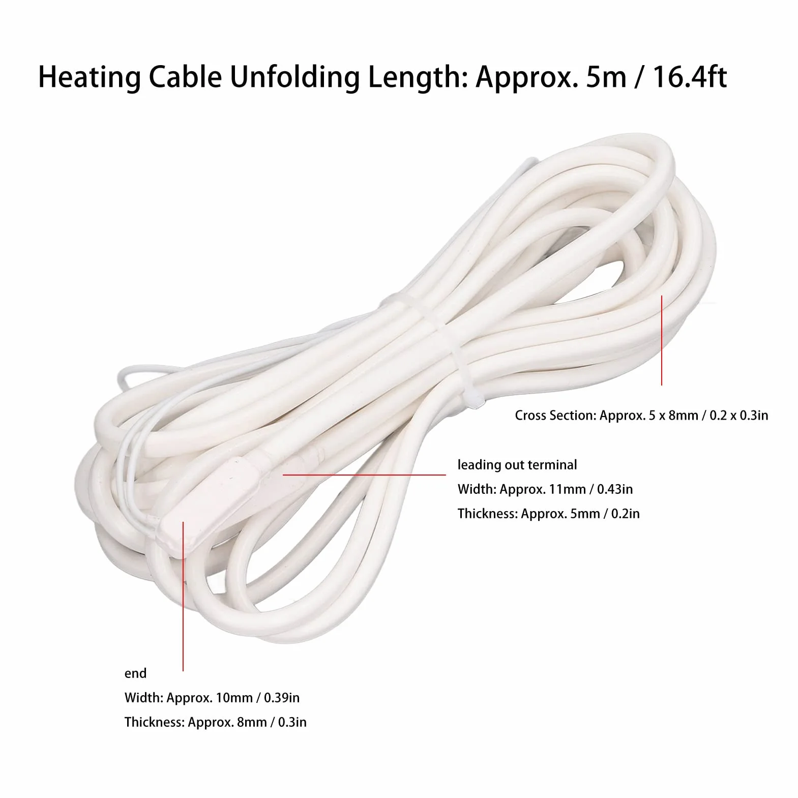 Cable de calefacción de goma siliconada para tuberías 5m 200W 70℃ Cable de calefacción antihelada para protección contra heladas con seguridad y calefacción rápida