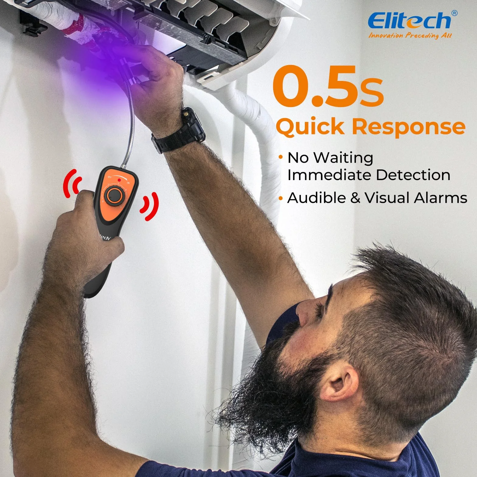 Detector de Fugas de Refrigerante para HVAC con LED UV, Apto para Aire Acondicionado Automotriz con R134A R410A R22 R1234YF, Detección de Freón,Detector de Fugas de Gas, CFCs HCFCs HFCs HFOs