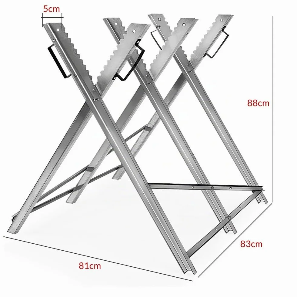GARDEBRUK® Caballete para Cortar Leña Serrar Madera Soporte Motosierra Troncos Banco Plegable Antideslizante Capacidad 150Kg Metal Galvanizado