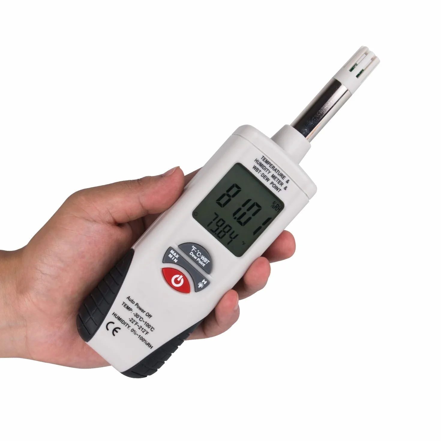 Mengshen Medidor digital de humedad y temperatura. Termómetro e higrómetro multifunción, con bulbo húmedo / punto de rocío, para uso diario e Industray, HT-350