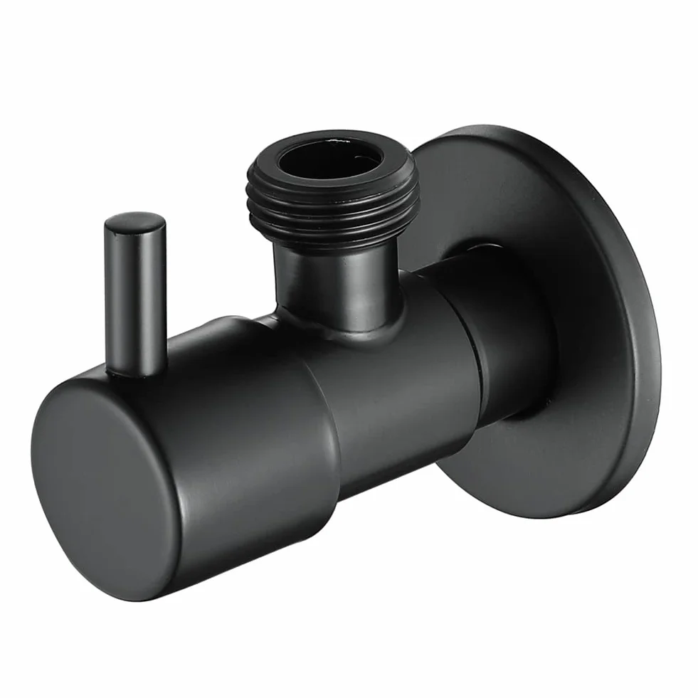 Válvula de ángulo negro 304 Acero inoxidable Válvula de de agua a prueba de fugas Agua fría y caliente General Accesorios de baño