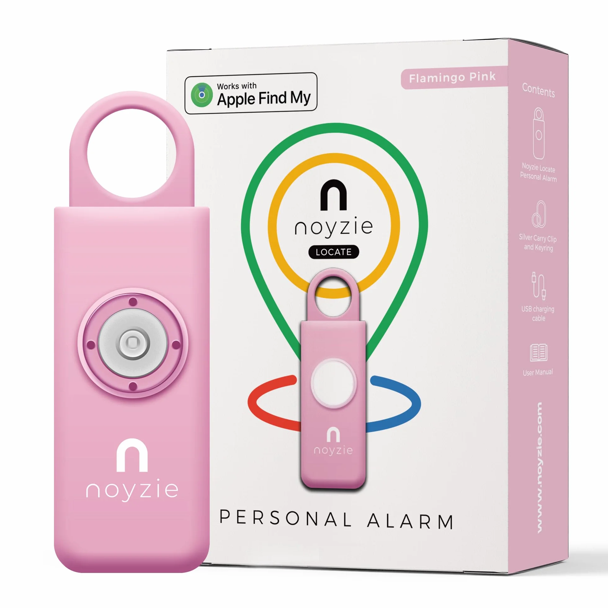 Alarma personal mujer GPS rastreador llavero autodefensa sirena 130 dB Bluetooth recargable Apple Find My