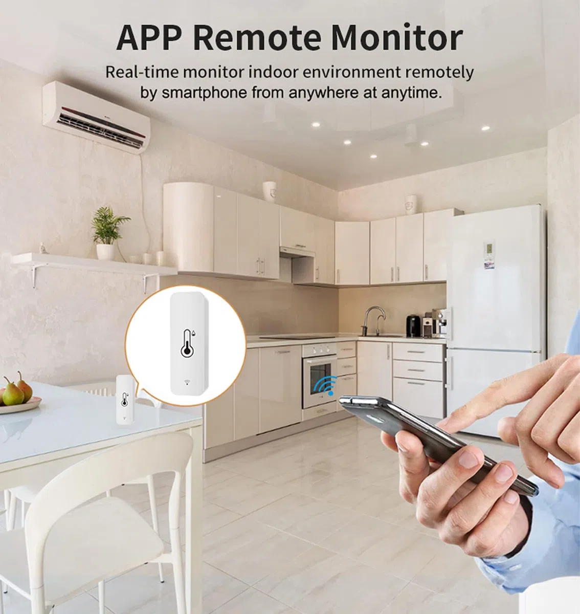 Monitor de temperatura de humedad WiFi: termómetro higrómetro inteligente para monitor remoto y alerta,termómetro interior de alta precisión con aplicación TUYA, compatible con Alexa (paquete de 4)