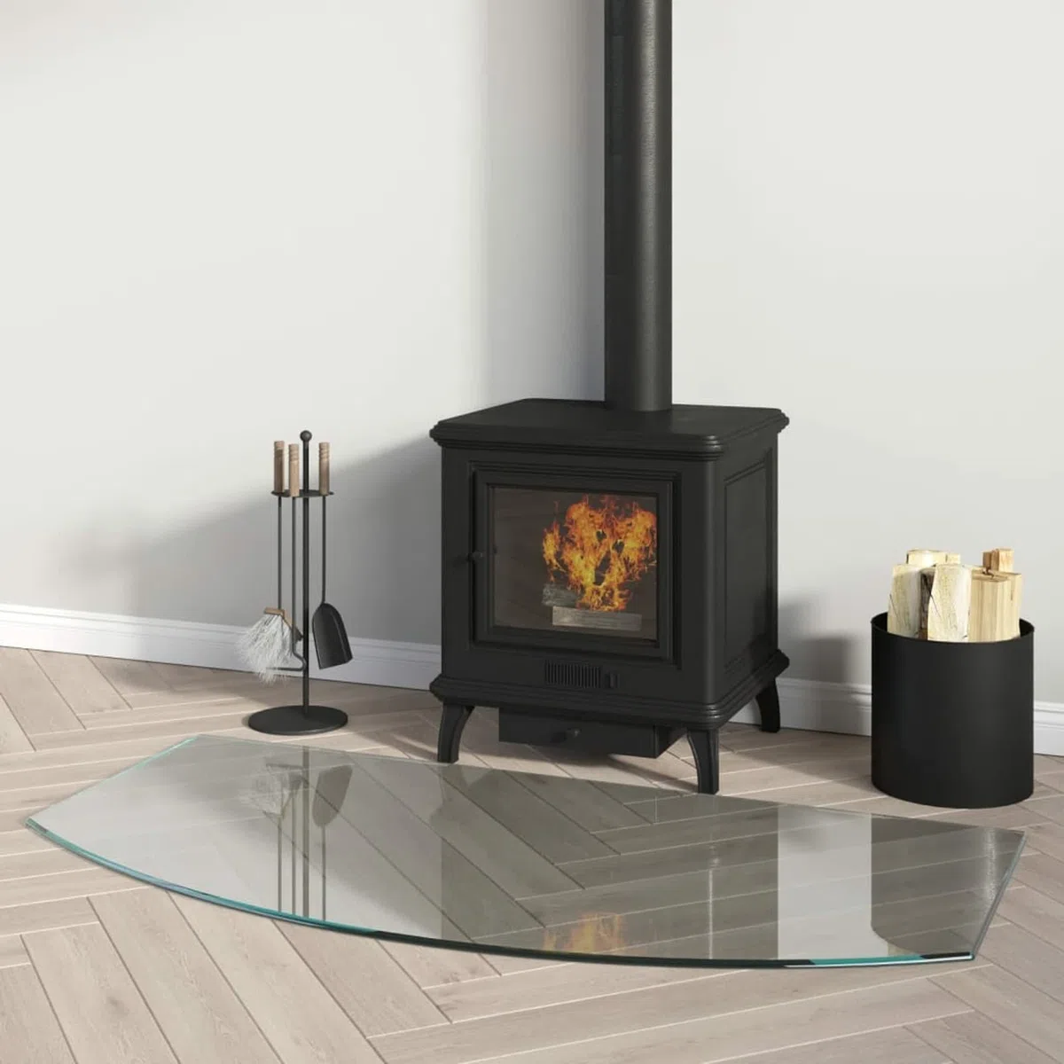 Placa de cristal para chimenea, 100 x 50 cm, protector de suelo para parquet y superficies laminadas, base de estufa resistente a altas temperaturas, cubierta de suelo de vidrio templado tipo 1
