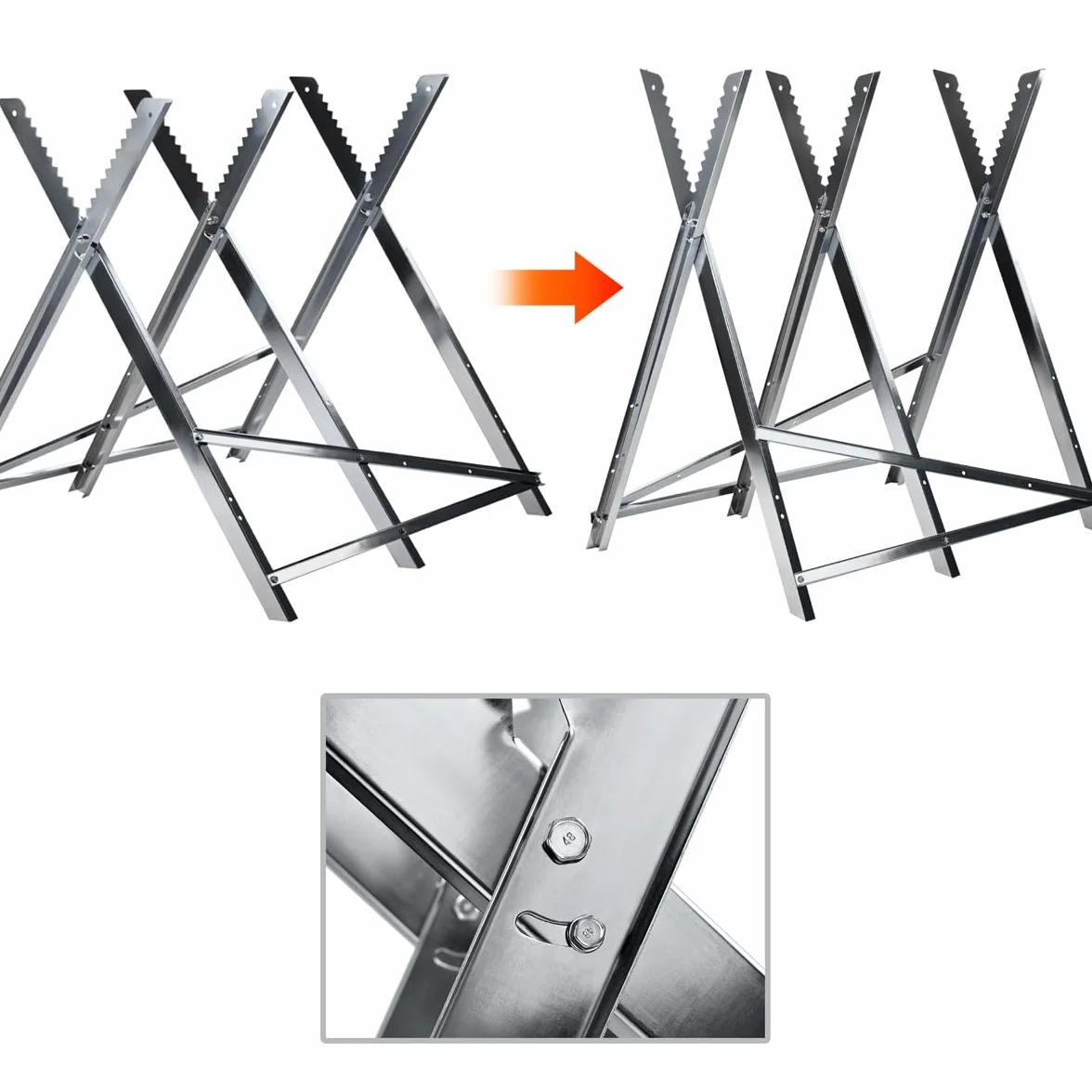 T-LoVendo Caballete para Serrar Cortar Leña Banco para Motosierras Troncos Plegable diámetro hasta 40 cm Peso max150kg Metal Galvanizado