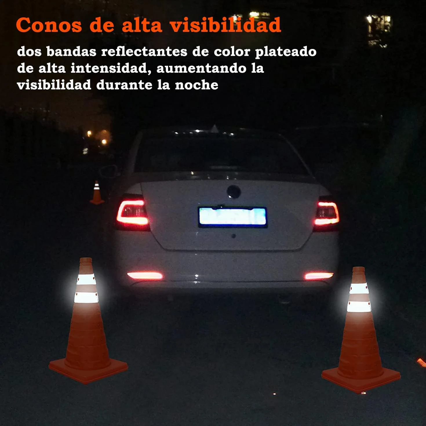 Cono de Seguridad Plegable 45cm Señalización de Tráfico Pop Up Estacionamiento (4 uds)