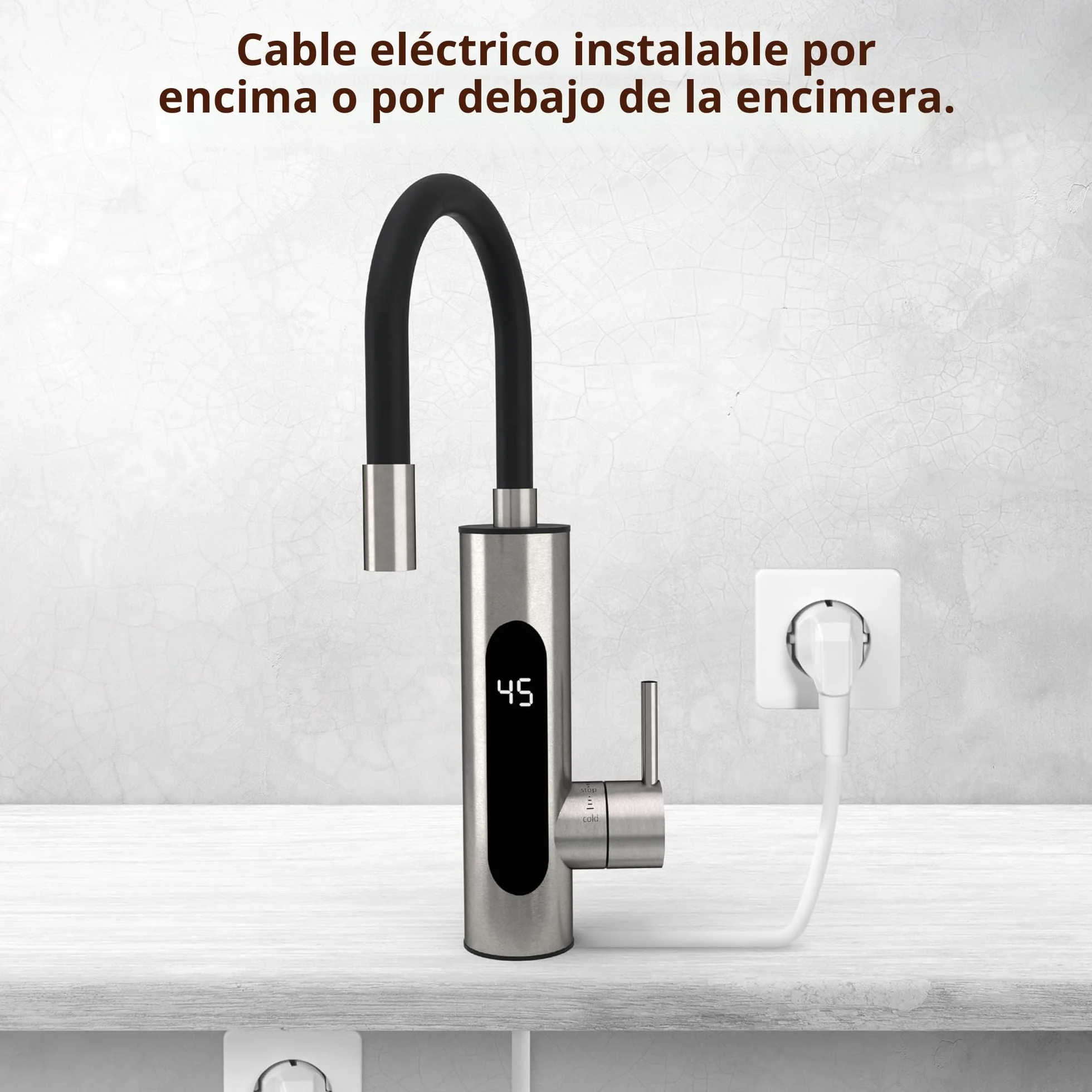 HOGART Grifo eléctrico con calentador de agua instantáneo 230 V para cocina jardín baño caravana camping