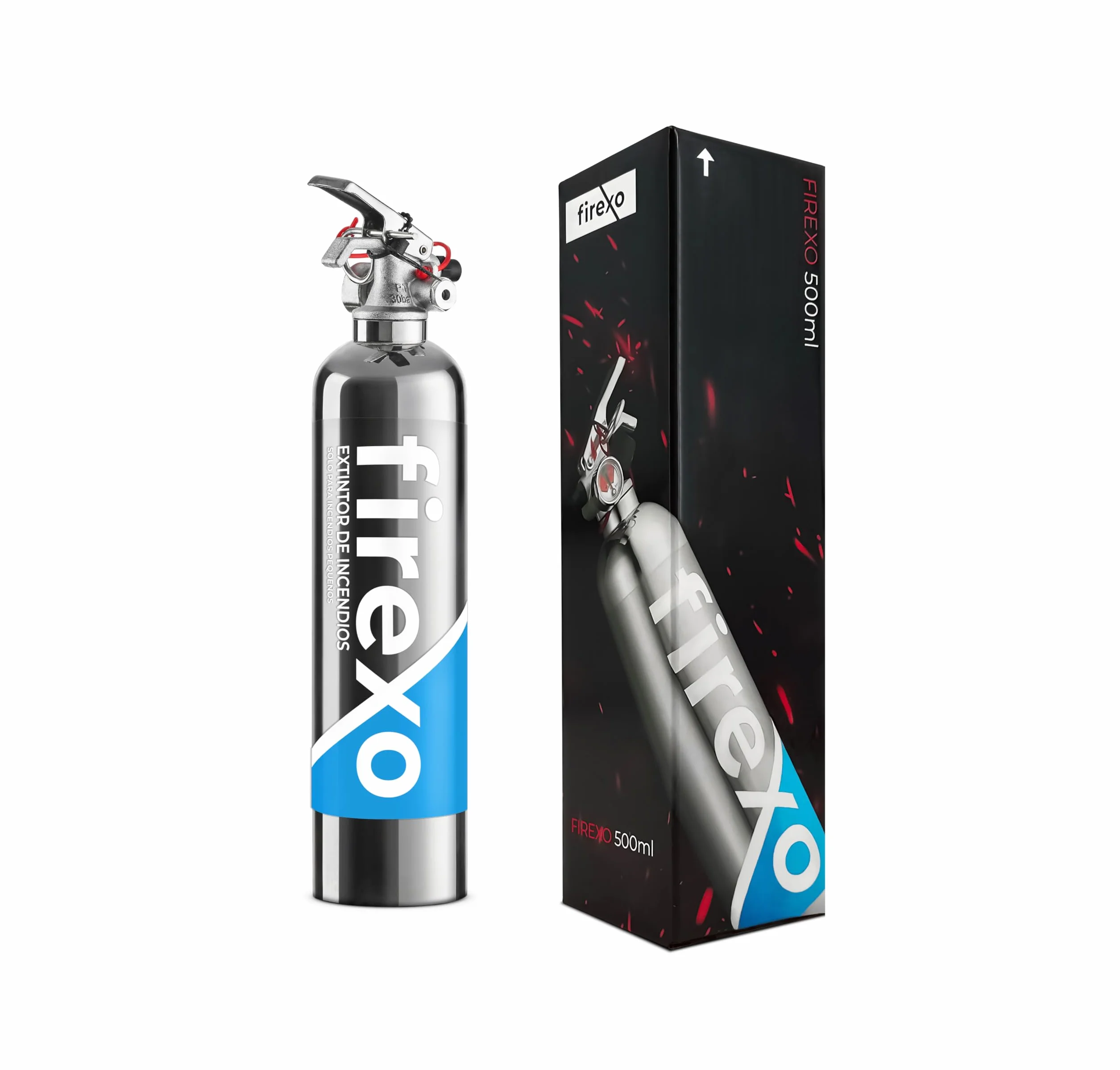 Firexo Mini Extintor de Incendio para Todo Tipo de Incendios (500ml) - Fire Extinguisher para Casa, Auto, Oficina, Cocina, Caravana, Barco - Extintor para Todo Tipo de Incendios