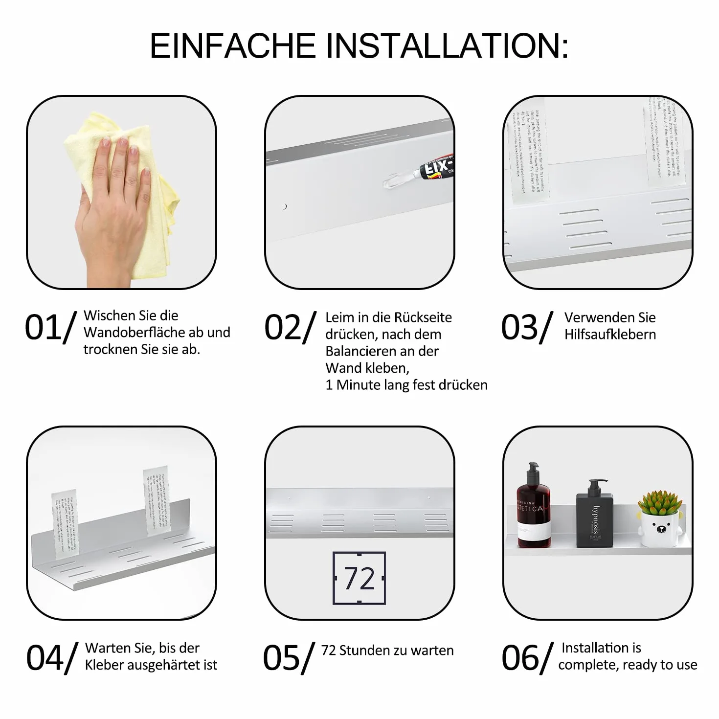 Estante de Ducha Autoadhesivo Sin Taladrar - Juego de 2 Estantes de Aluminio para Baño