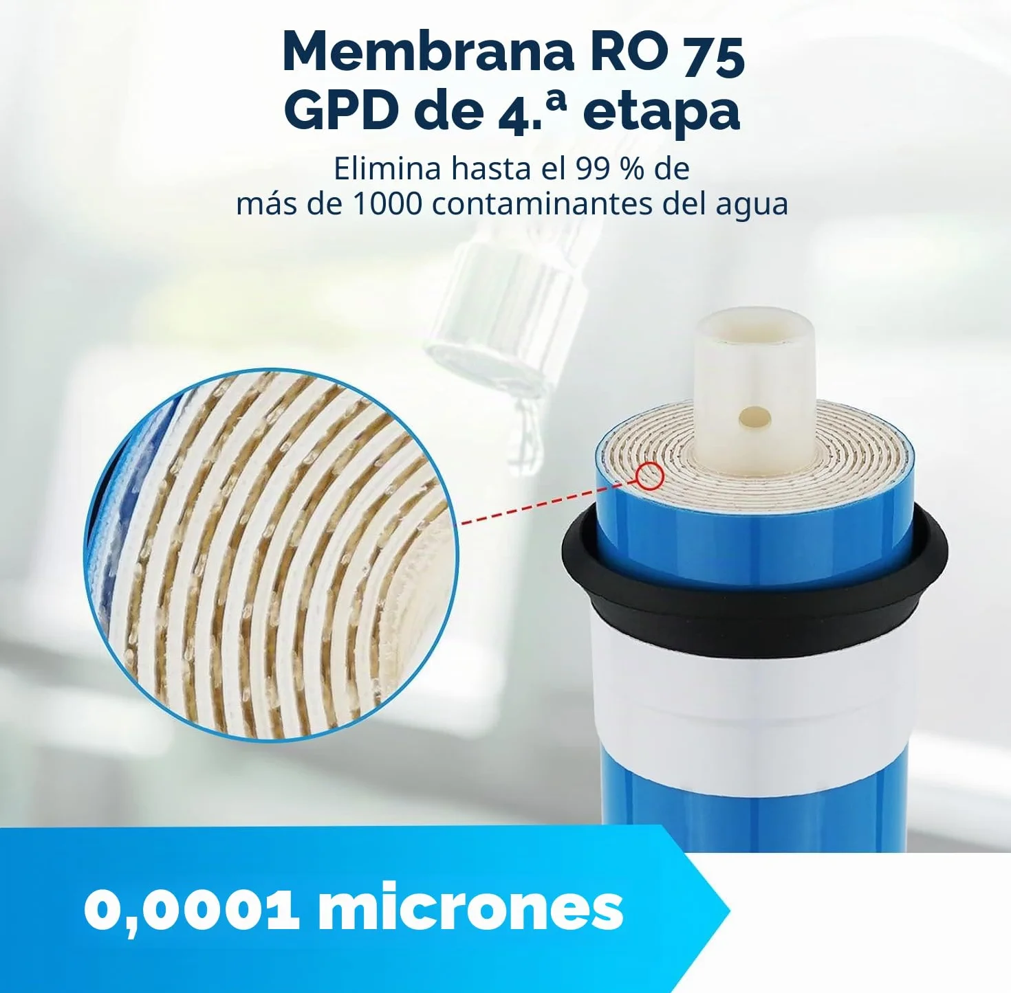 Membrane Solutions Filtros de Osmosis Inversa de 5 Etapas Universales con Membrana 75 GPD