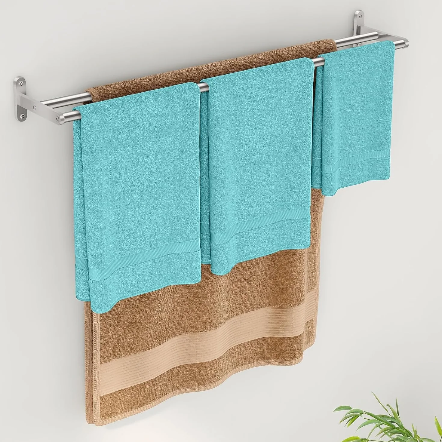 Toallero de Baño Doble 80CM Acero Inoxidable 2 Barras Cepillado Pared