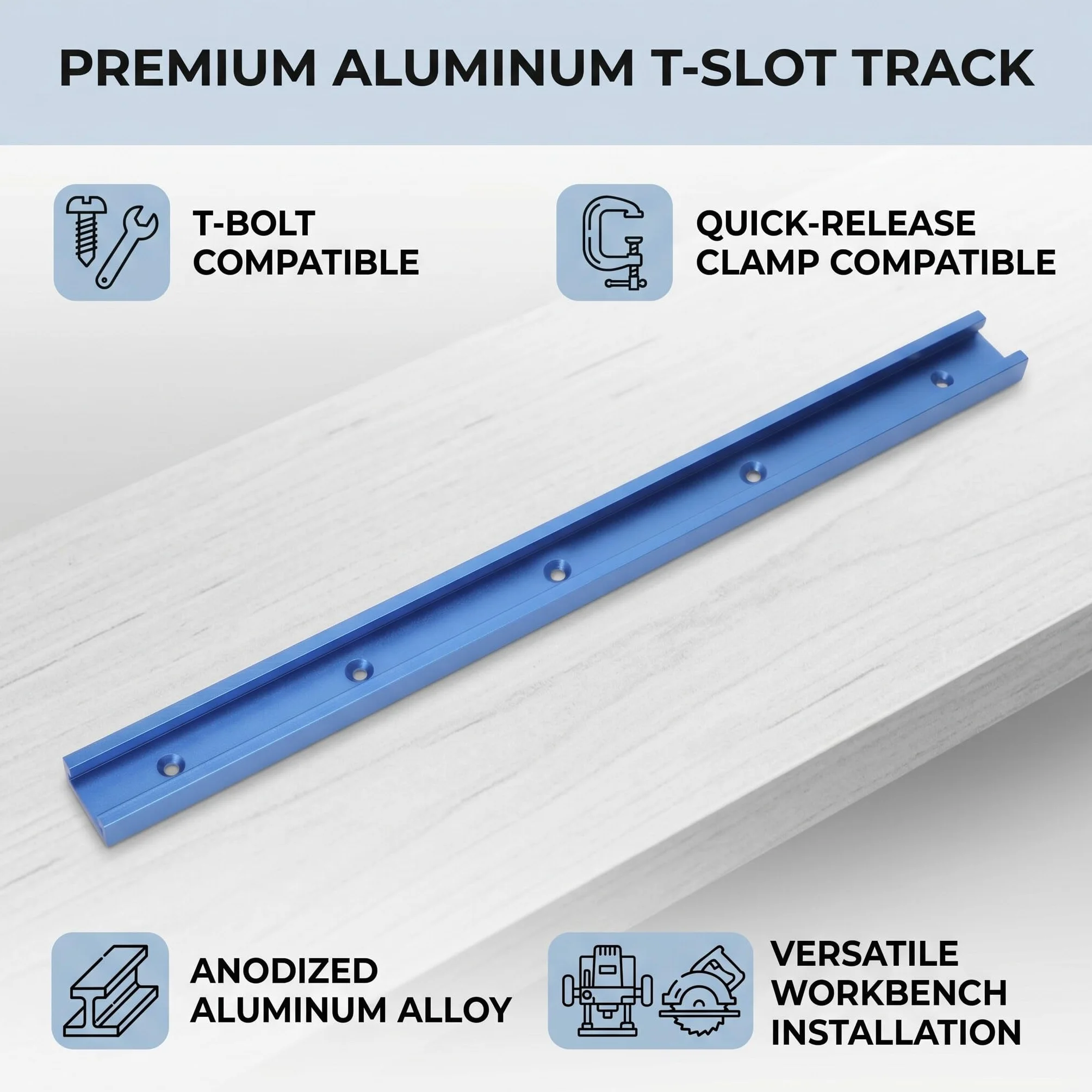 Fafeicy Plantilla de Riel de Inglete 800 mm para Mesa de Enrutador de Carpintería con Ranura en T de Aleación de Aluminio y Tornillo T