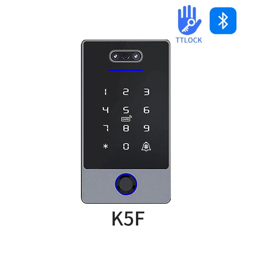 TTLock Teclado de Control de Acceso Reconocimiento Facial Controlador de Acceso Autónomo Impermeable Huellas Digitales para Cerradura de Puerta B