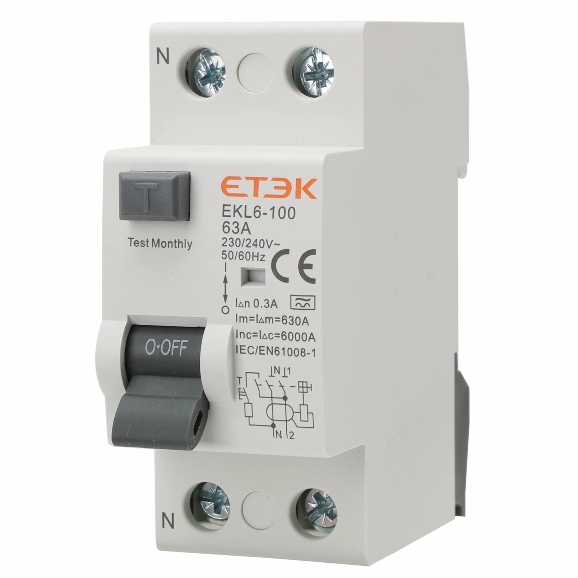 Interruptor Diferencial Superinmunizado 63A 300mA Tipo A 1P+N 6kA Protección Incendios Fugas