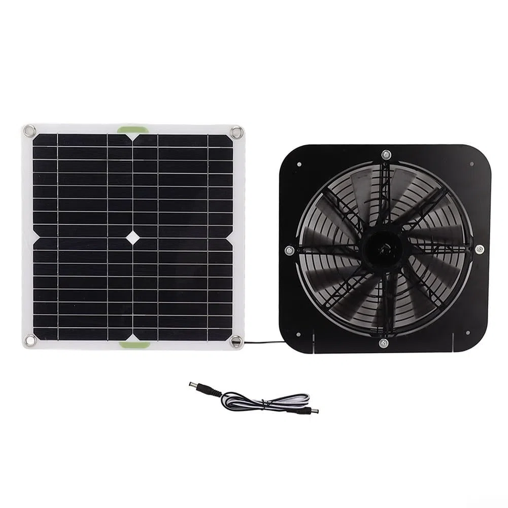 Extractor solar, 50W Ventiladores Industriales, Ventilación Eficiente, Impermeable, Para Gallineros, Invernaderos, Cobertizos, Casas de Mascotas