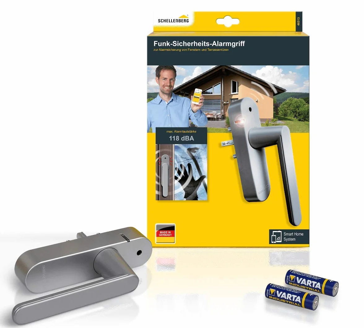 Schellenberg Smart Home de Radio Alarma Mango Plata, Longitud Variable Cuadrado