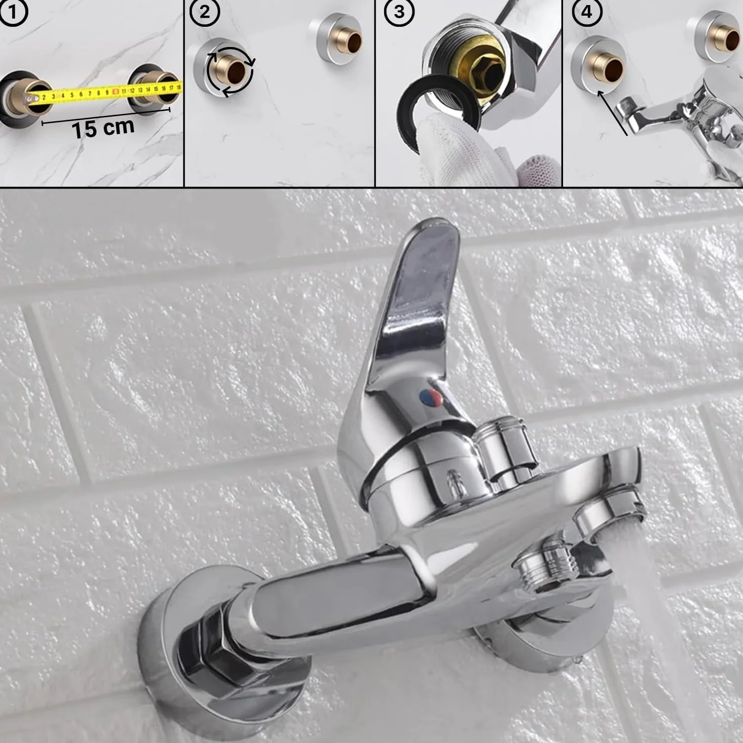 Grio de ducha - Grifo de bañera - conexiones universales - incluye componentes de montaje - montaje facil - monomando ducha - grifo bañera y ducha - grifo de ducha