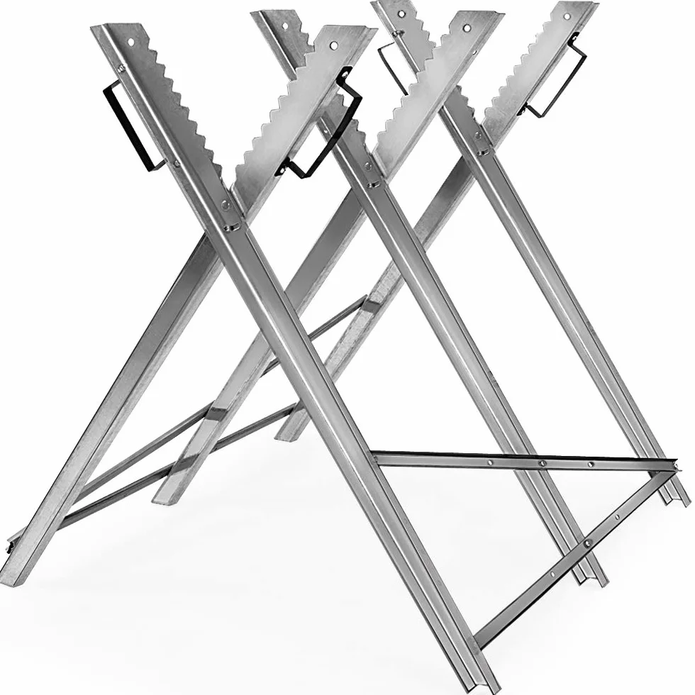 GARDEBRUK® Caballete para Cortar Leña Serrar Madera Soporte Motosierra Troncos Banco Plegable Antideslizante Capacidad 150Kg Metal Galvanizado