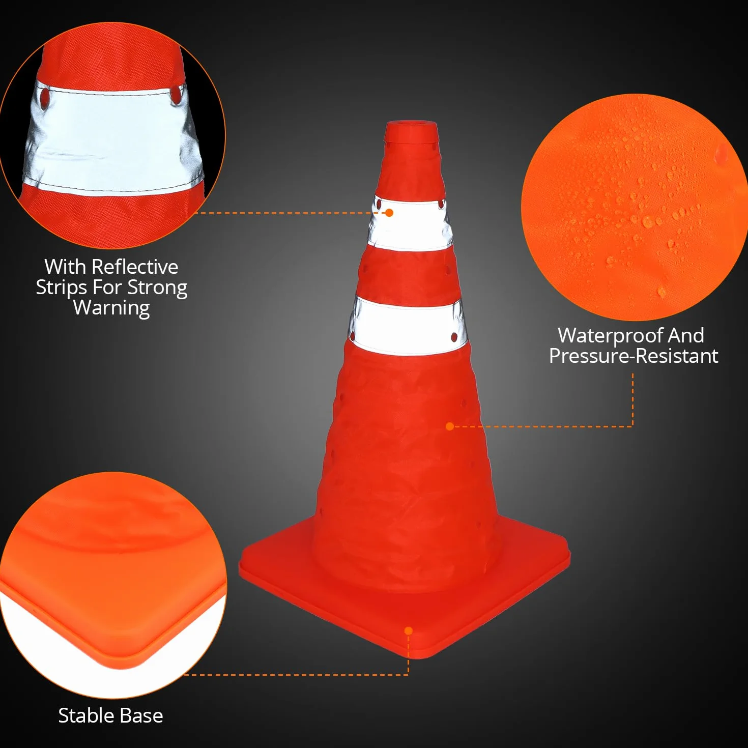 QWORK 4 Piezas 45cm Conos de Seguridad Vial Plegables Reflectantes