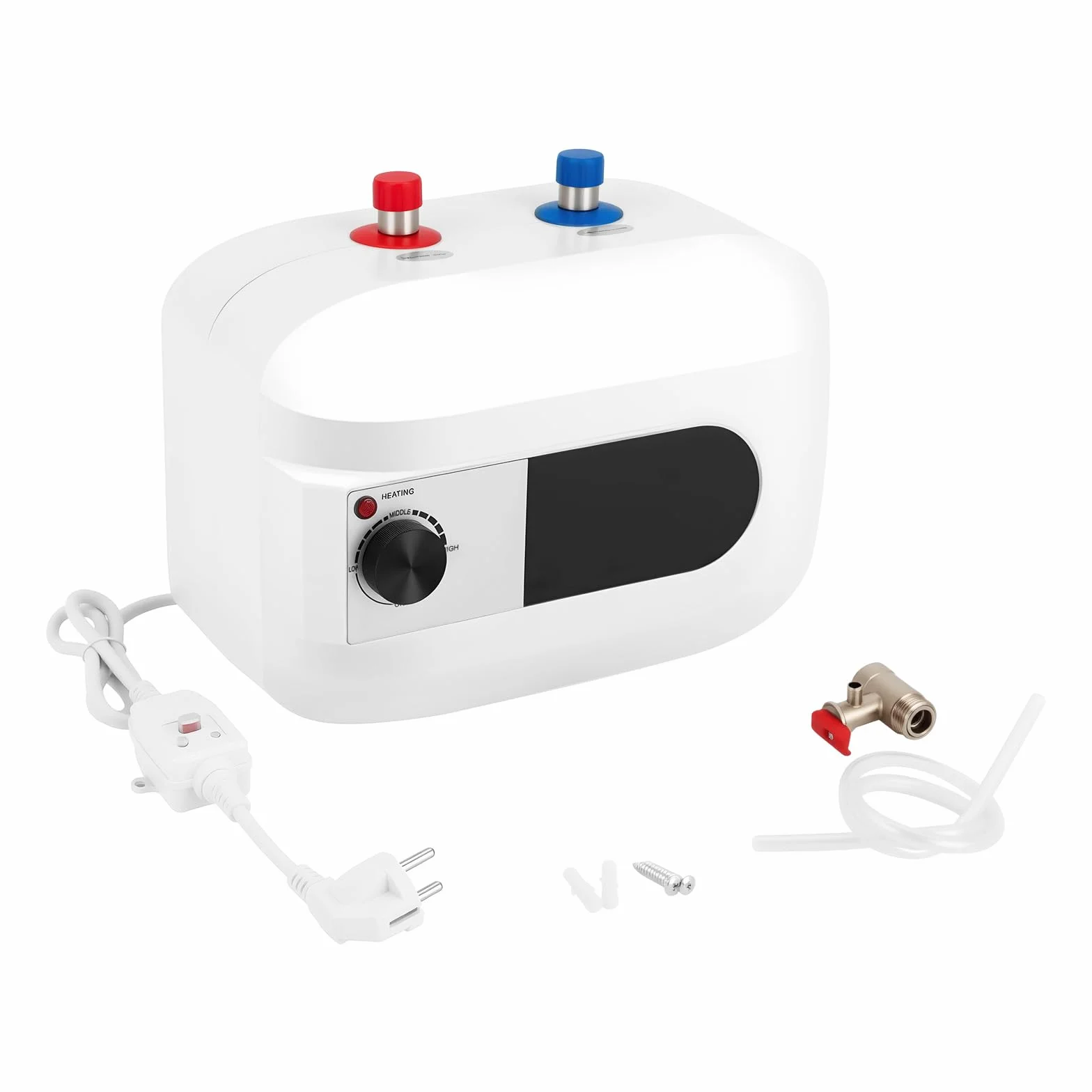 Caldera de agua caliente de 6 L, depósito de agua caliente de 1500 W, calentador de agua de cocina eléctrico, calentador de agua caliente 30-65 °C, calentador de agua con indicador digital LED
