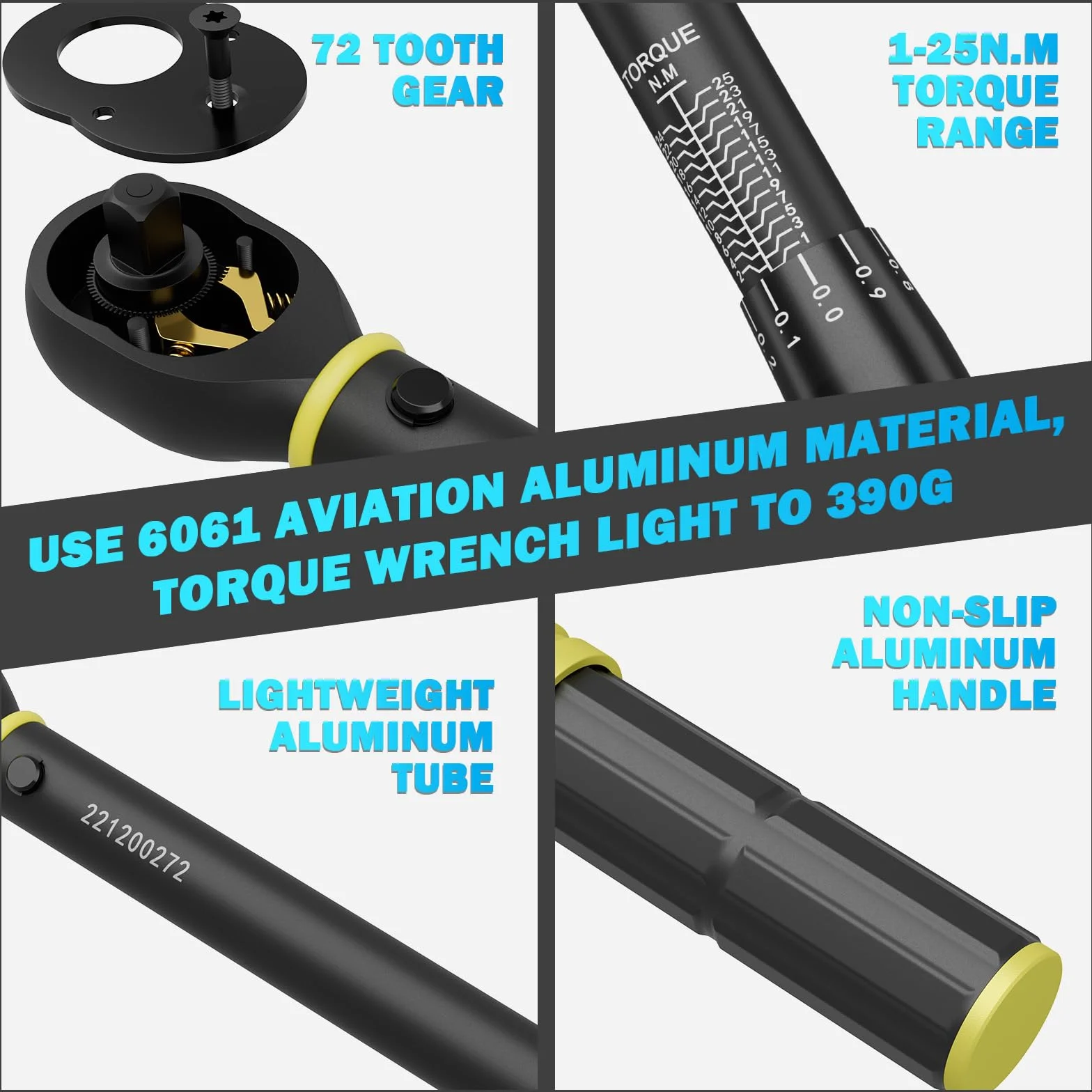 ANPUDS Llave Dinamométrica 1/4'', Llave de Torque 1-25 Nm, 72 Dientes, 21 Piezas Llave Dinamométrica Set con Extensión, Adaptador, Torx, Bits, para Reparación y Mantenimiento de Bici