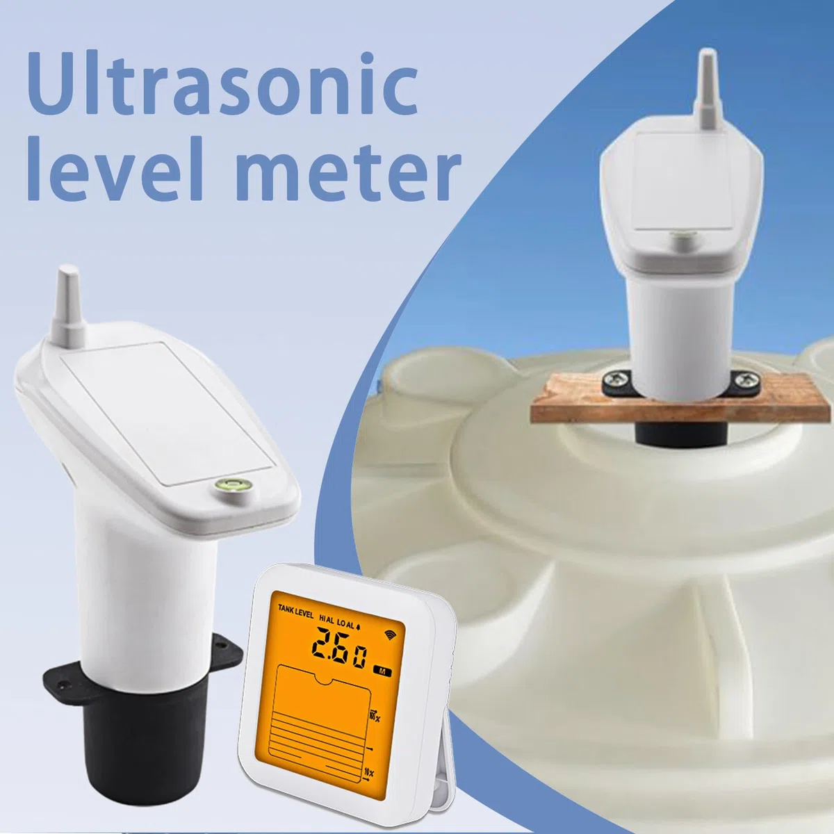 Monitor De Nivel para Tanque De Agua,Detector Ultrasónico para Pozos - Medidor Multifunción con Pantalla Digital para Depósitos y Hogar