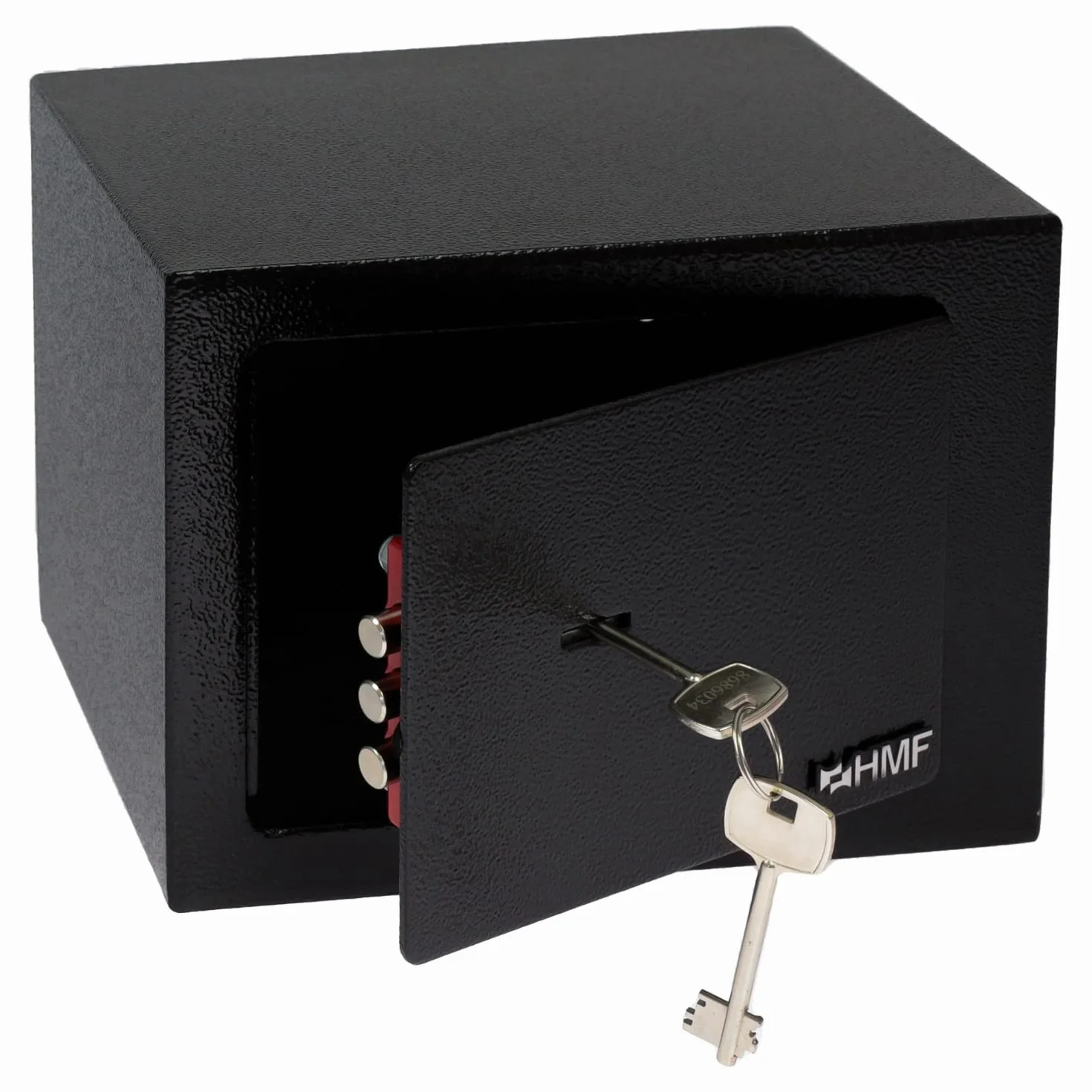 HMF Caja fuerte con llave para muebles, compacto y resistente, 23x17x17 cm, Negro